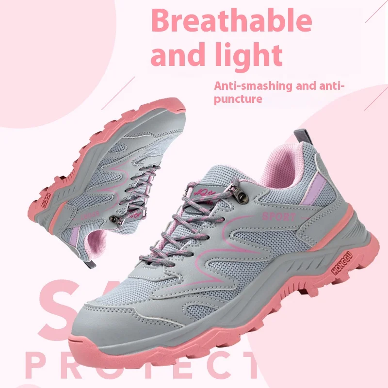 Comfortable Women Work Boots Safety Steel Toe Shoes Women Anti-smash Puncture-Proof Workers Sneakers Safety Shoes Work Shoes