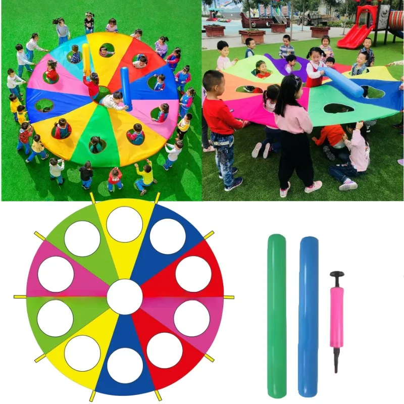 Children's Outdoor Groundhog Game Rainbow Umbrella Team Building Party Fun Game Toys Kindergarten Parent kid Activity Games Prop