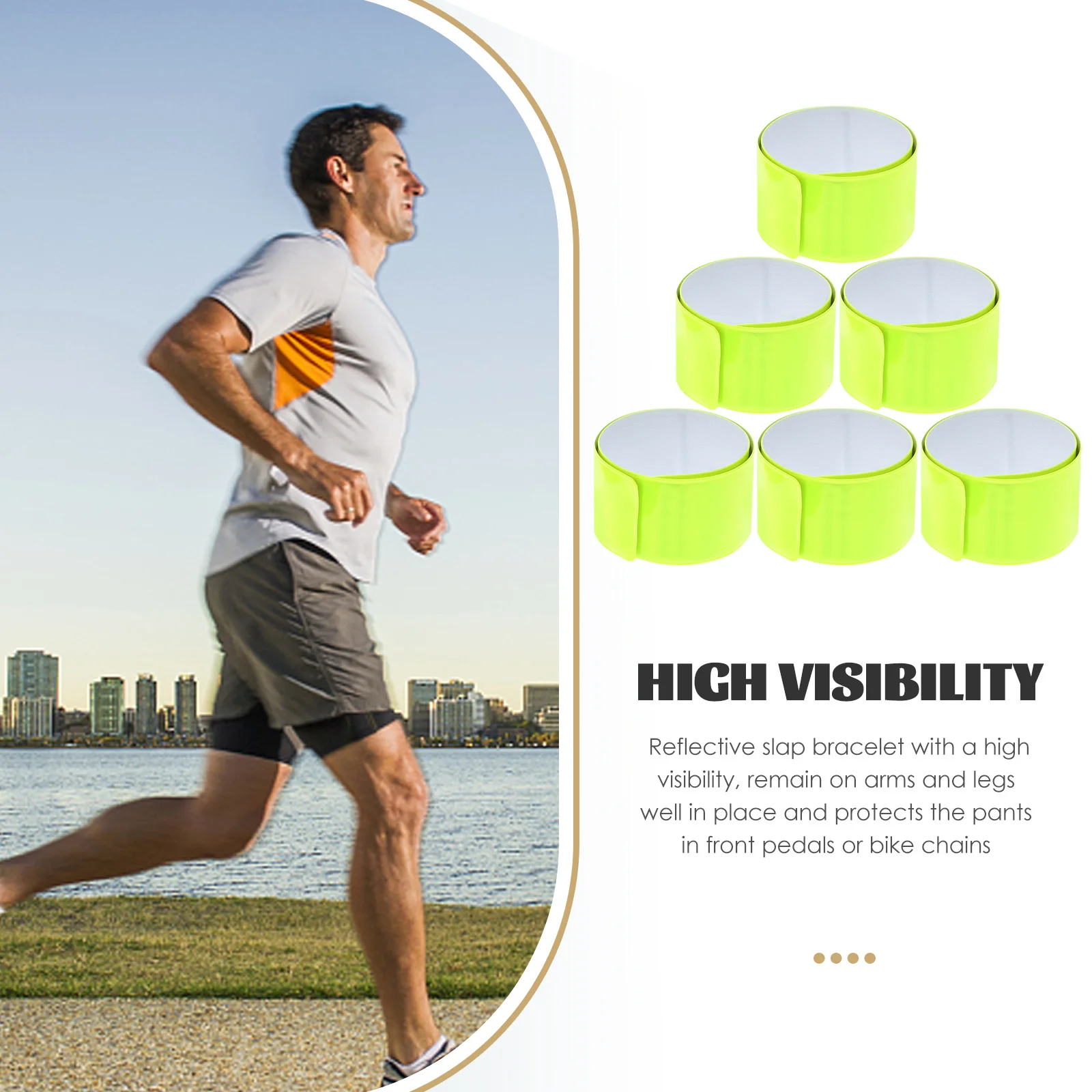 

6Pcs Reflective Snap Bands Wristbands High Visibility Safety for Cycling Running Night Reflector Strip Armband Biking