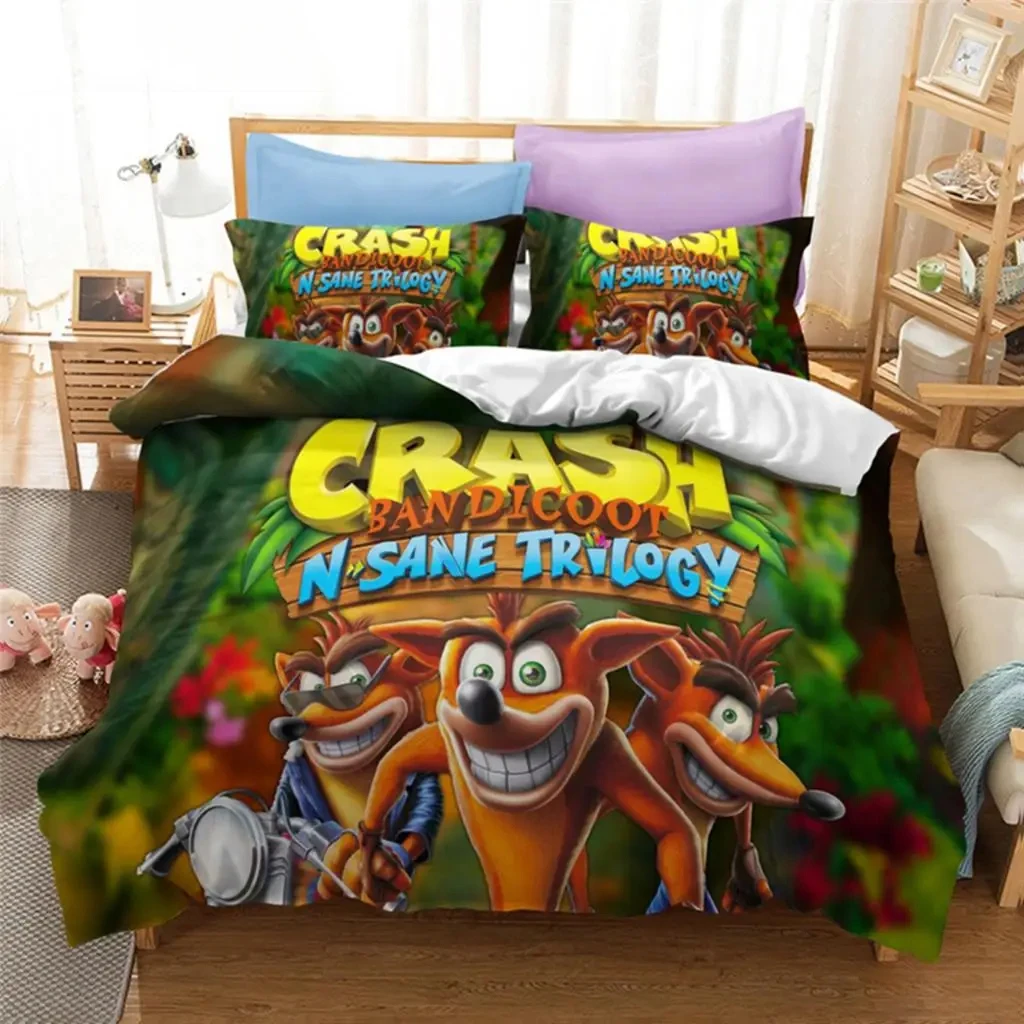 

Game Crash Bandicoot Bedding Set Boys Girls Twin Queen Size Duvet Cover Pillowcase Bed Kids Adult Fashion Home Textileextile