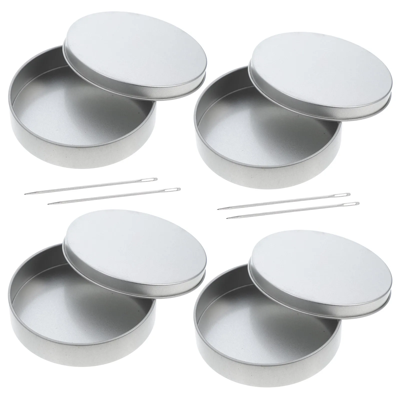 

1 set Candy Tin Box Storage Canister Jar Container Lid Cookie Stainless Airtight Practical Easy Maintenance