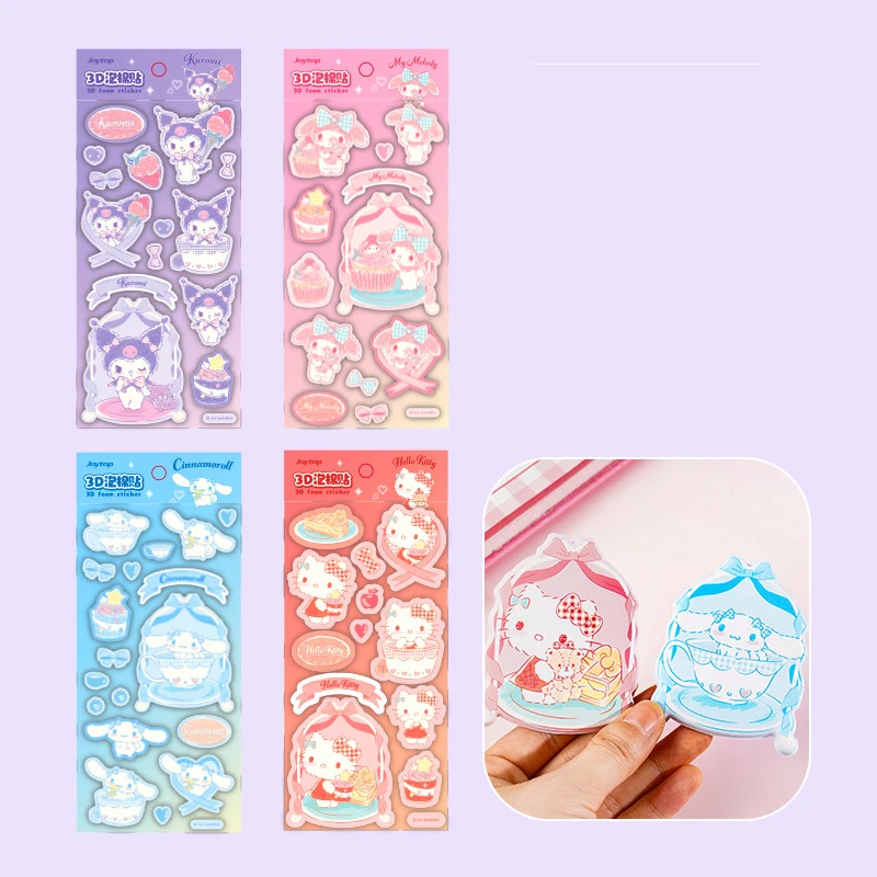 12-pz-lotto-sanrio-kuromi-melody-cinnamoroll-adesivi-cute-kitty-scrapbooking-fai-da-te-diario-decorativo-3d-album-di-adesivi-etichetta-bastone