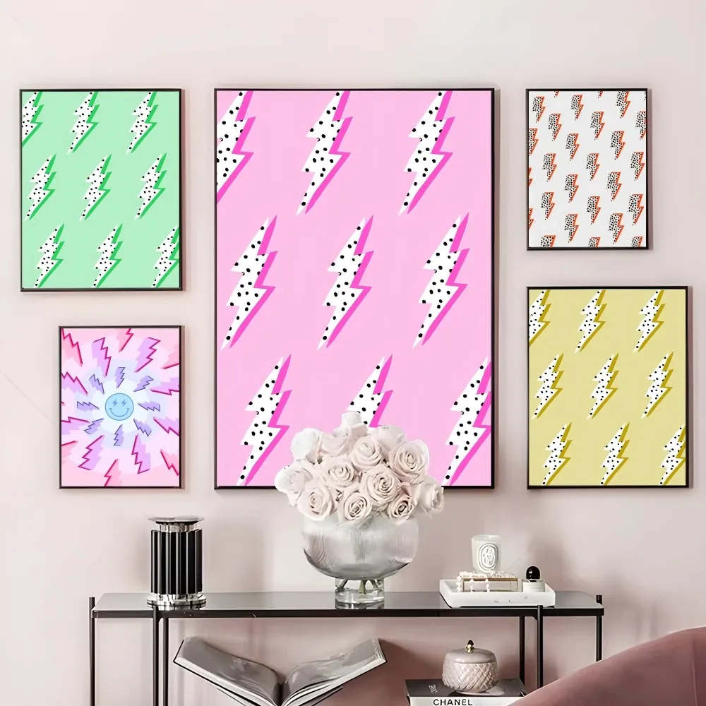 

Lightning Fashion Luxury Pink Girl Poster Sticky Wall Art Printing Waterproof Home Living Bed Room Bar Hallway Aesthetic Decor