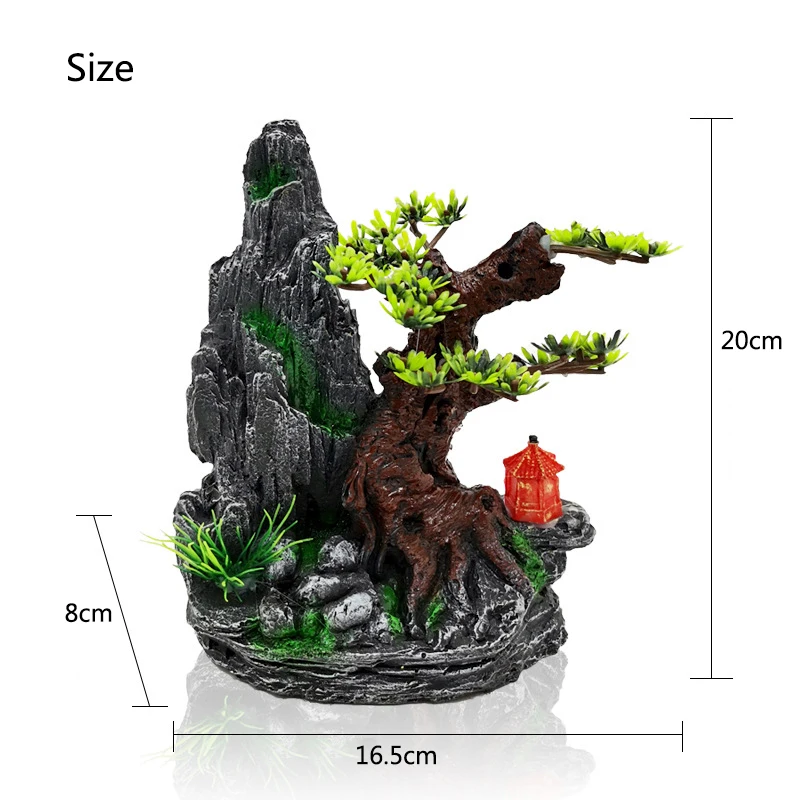Harz Aquarium Steingarten Berg Dekoration Künstliche Ansicht Felsen Höhle Stein Baum Aquarium Ornament Aquarium Dekor Hause Neue