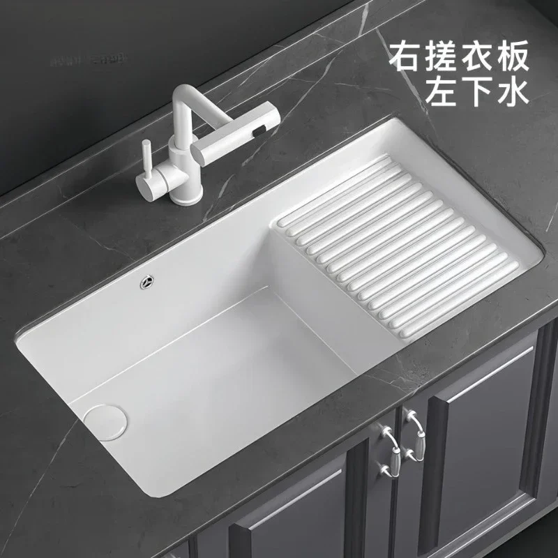 Side launching with rubbing board laundry basin deepened large capacity balcony laundry sink