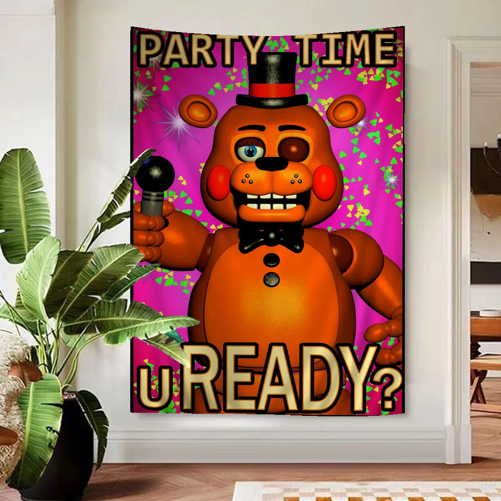 Fnaf F-Five N-Nights At F-Freddys Cartoon Tapestry Art Science Fiction Room Home Decor Wall Hanging Sheets