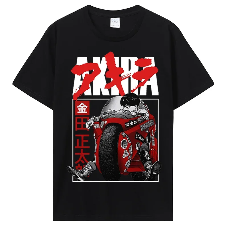 Akira Anime Graphic T-Shirt Men Vintage Cotton Tshirt Men Harajuku Fashion O-Neck T Shirt Streetwear Casual Tops Black Tee Funny