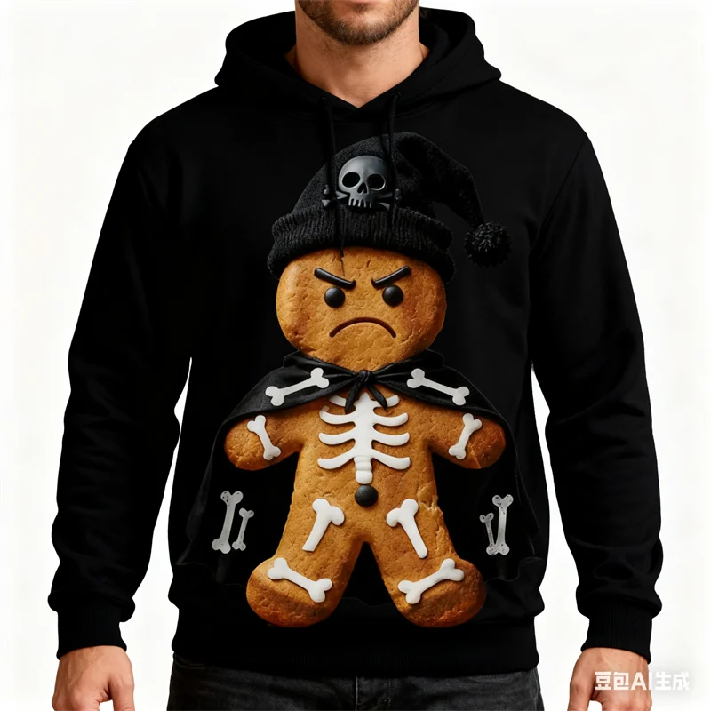

Funny Gingerbread Printed Men's Hoodies Harajuku Leisure Fashion Men Clothing Tops Autumn New Street Y2k Unisex Sweatshirts Tops