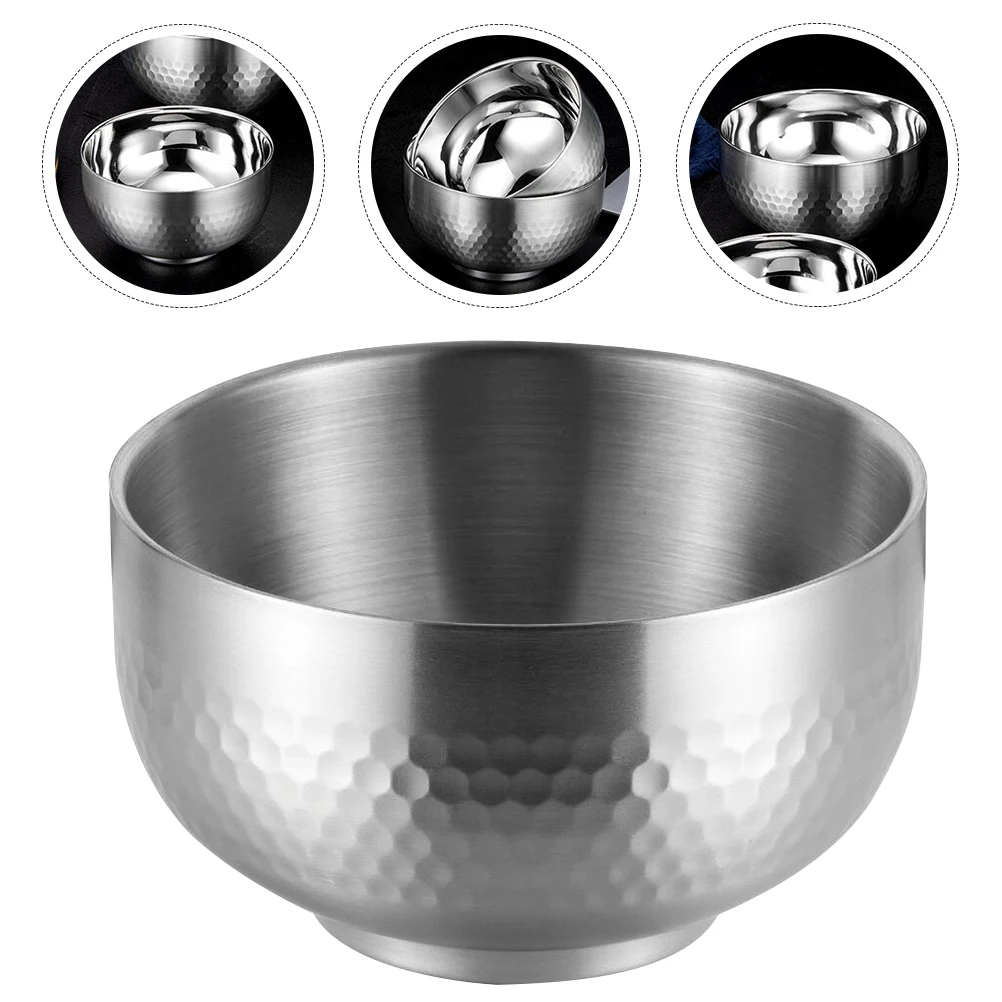 

3pcs Stainless Steel Rice Reusable Metal Soup Lunch For Kitchen Home Restaurant Large Stackable Set Food Serving