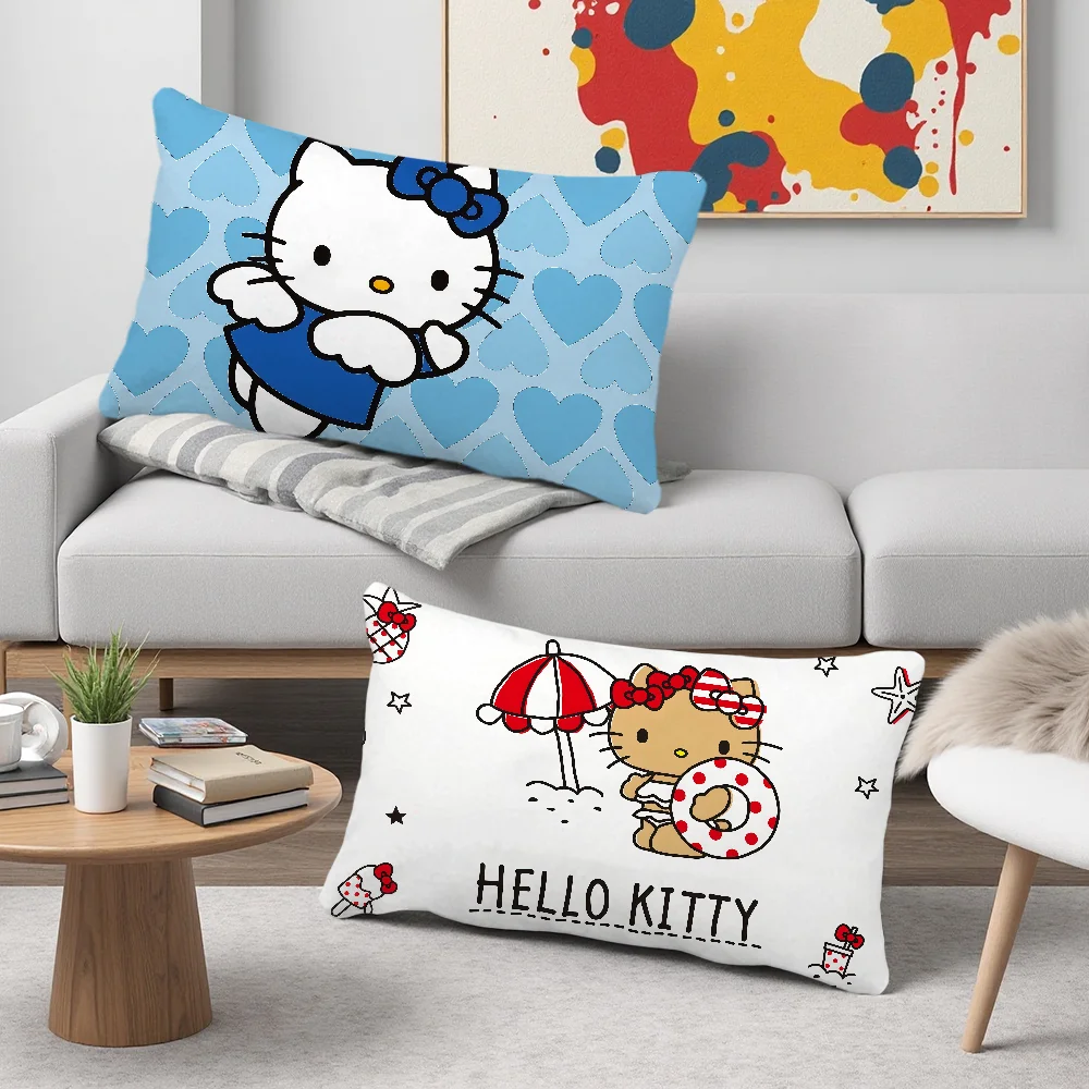 غطاء الوسادة وسادة مستطيلة لطيفة غطاء SRO أريكة المنزل الكرتون المعيشة القط غرفة الفن مكتب مقهى h-HelloKitty المخدة #2
