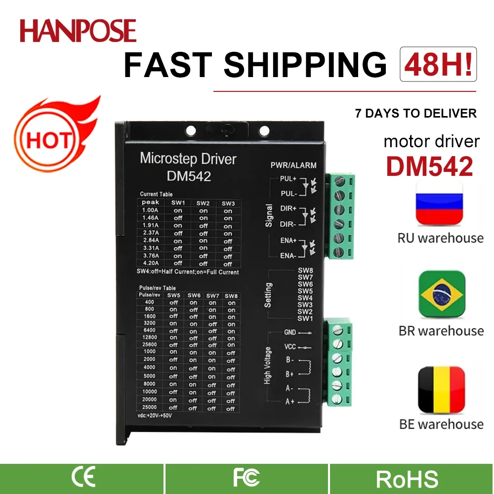 HANPOSE NEMA23  57 Series motor 24-50VDC 1.0-4.2A  2 Phase Stepping Motor for CNC Engraving Machine Stepper Driver DM542