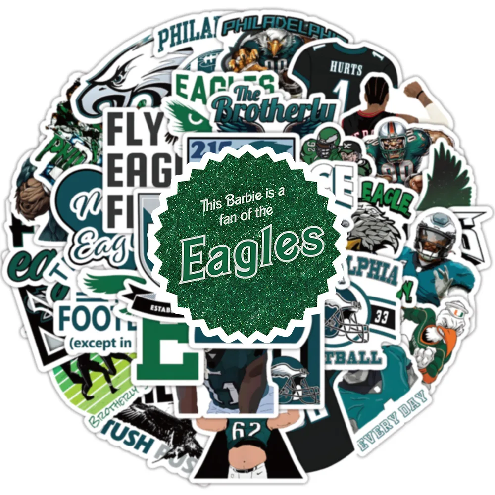 10/30/50PCS New Style Football Team Philadelphia Eagles Stickers Cartoon Helmet Tablet BottleGuitar Clip Wall Sticker Decoration