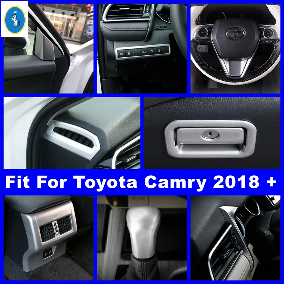 

Pillar A Steering Wheel Air AC Gear Shift Knob Lights Control Panel Cover Trim For Toyota Camry 2018 - 2023 Matte Interior Refit