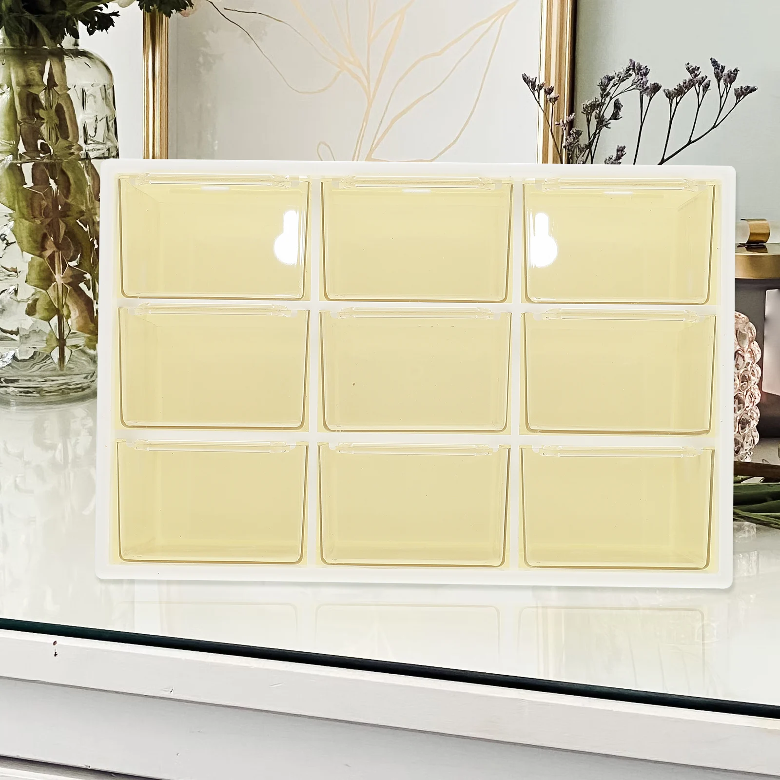

Drawer Box Desk Organizer Desktop Container Makeup Case Holder Space Saving Durable Home Storage Case Drawer Style
