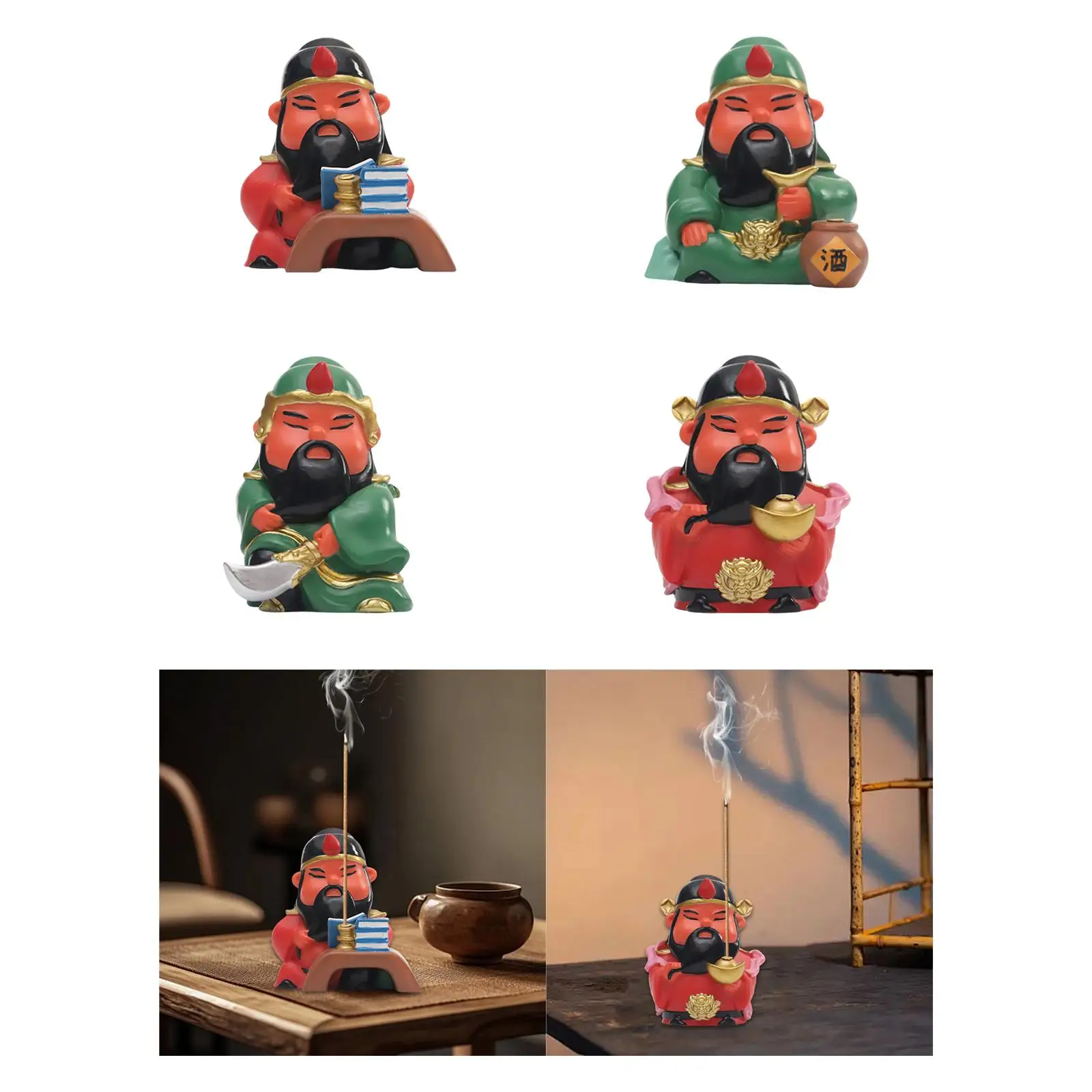 

Incense Burner Holder Decor Chinese God Statue for Bedroom Desktop Tea House