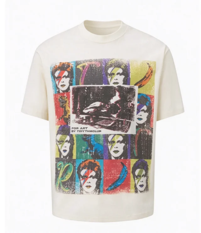 2026 new Vintage Pop Art Collage Music Portrait Grid Graphic T Shirt Unisex Black Short Sleeve Streetwear Casual Loose Daily Top
