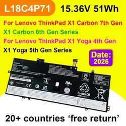 L18C4P71 For Lenovo ThinkPad X1 Carbon 7th/8th Gen 2019 2020,X1 Yoga 4th/5th Gen Laptop Battery SB10K97644 02DL006 L18L4P71