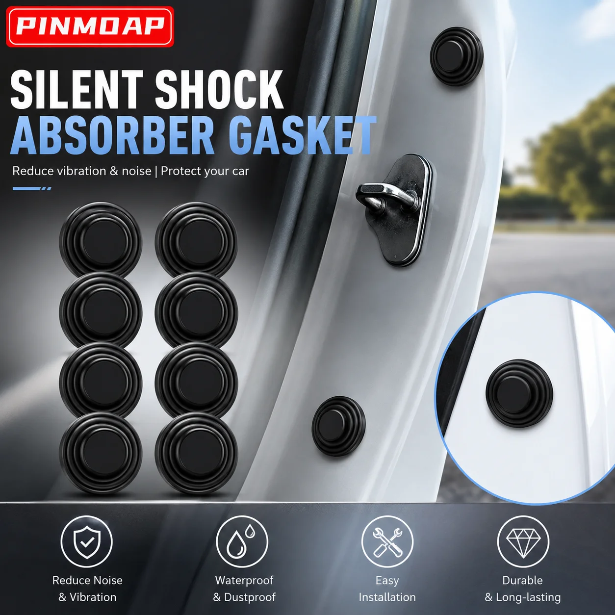 10/20/30pcs Car Door Black Circular Silicone Shock Absorber Pad Universal Shock Absorber Pad Car Door Panel Shock Absorber Pad