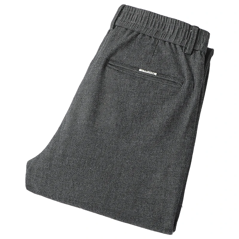 Autumn and Winter high-end abrasion men's casual pants straight pants scratch wool thickened light business men's pants