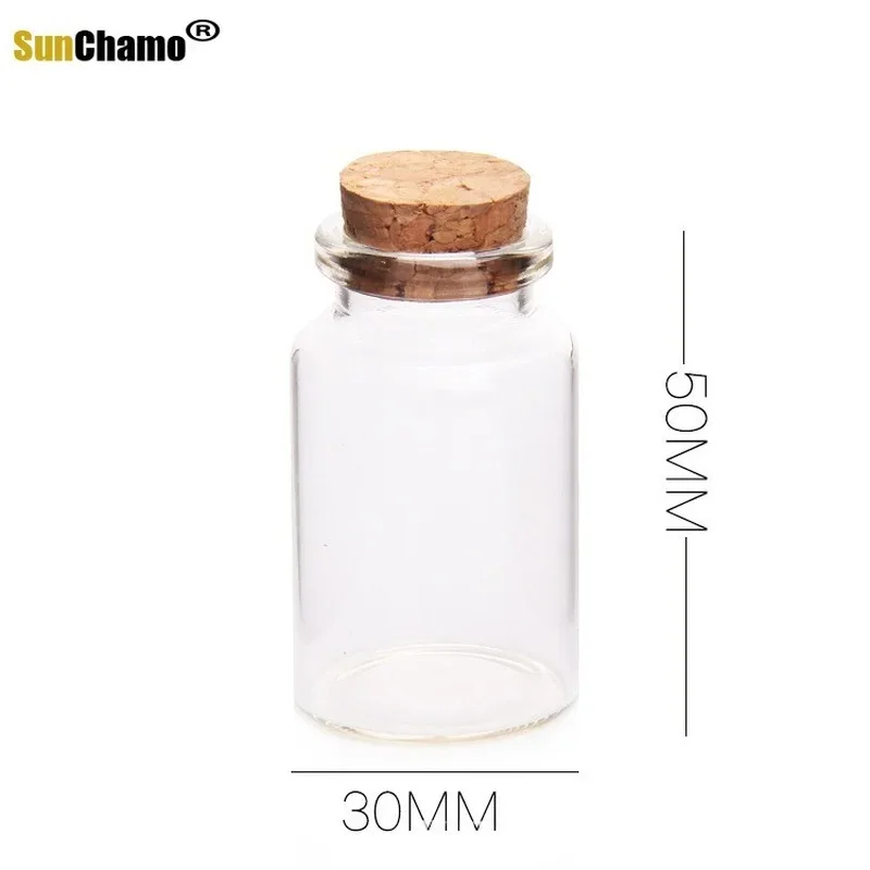 12pcs 30x50mm 20ml Small Glass Bottles with Clear Cork Stopper Tiny Vials Jars Containers Capacity of 20ml Weddings Wish Bottle