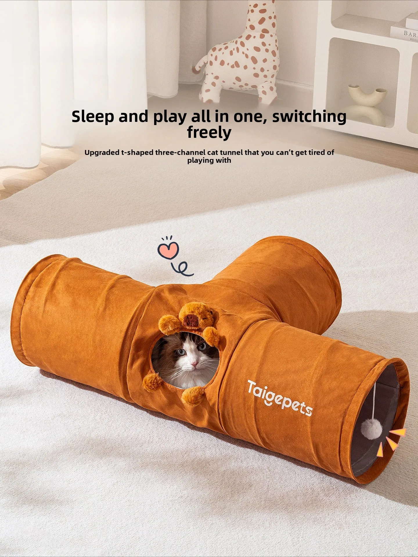 Foldable Cat Play Tunnel Interactive Kitten Self Play Toy Indoor Pet Entertainment Accessory