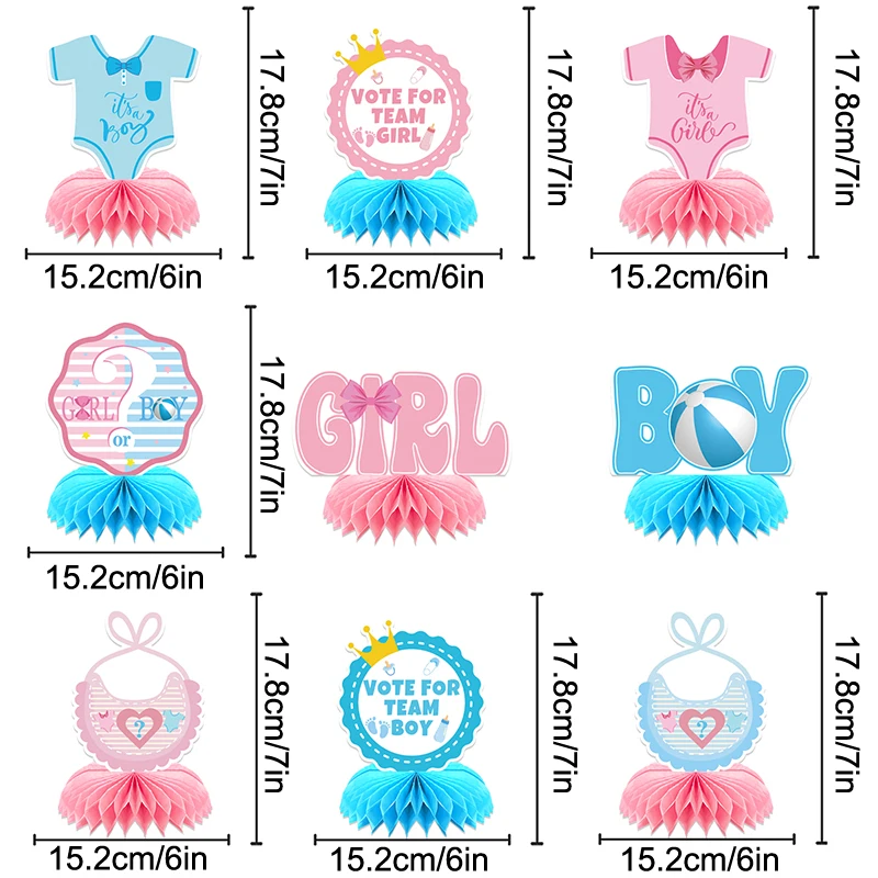 9 pçs bebê gênero revelar decorações azul rosa gênero revelar decorações de mesa bebê gênero revelar favo de mel peças centrais