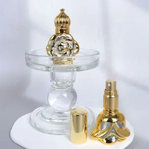 1Pc Glass Roll on Bottle 15ml Mini Essential Oil Container Portable Blending Perfume Bottle Gold Empty Roll-On Bottles