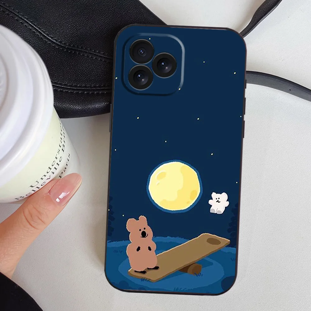 Korean Koala D-Dinotaeng Phone Case For Samsung A03 A04 A05 S A13 A34 A53 4G 5G S22 S23 ULTRA Black Soft Silicone Cover