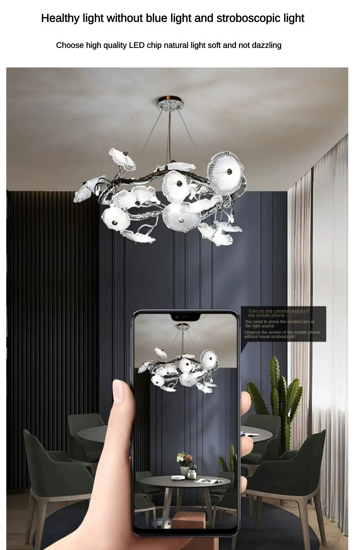 Moderne LED lotus hanglamp, geheel koper, luxe woonkamer, eetkamer sfeerlicht