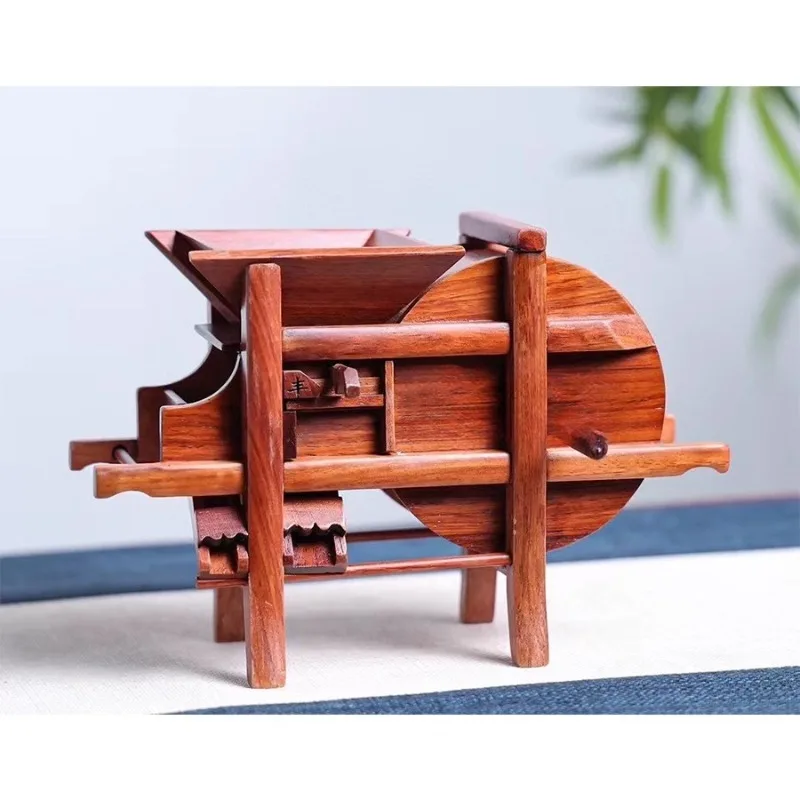 

Miniature model, rural old object stone grinding windmill miniature version, Chinese mortise and tenon structure ornament