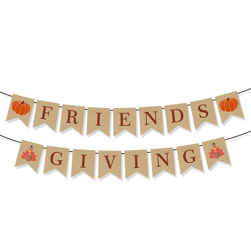 1 Piece Paper Fall Flag String Thanksgiving Maple Leaf Pumpkin Banner For Thanksgiving Party Decoration