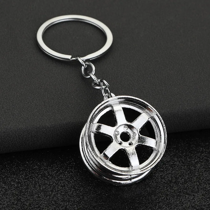 Creative car hub keychain Tire shaped keyring Metal Car Trinket Keyring Boyfriend Unique Birthday Gift