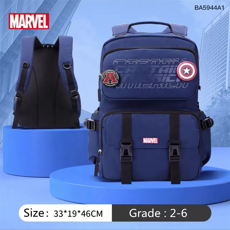 Disney Marvel Jungen Schultaschen Klasse 2-6 Captain America Grundschüler Schulter Orthopädischer Rucksack Große Kapazität Mochilas