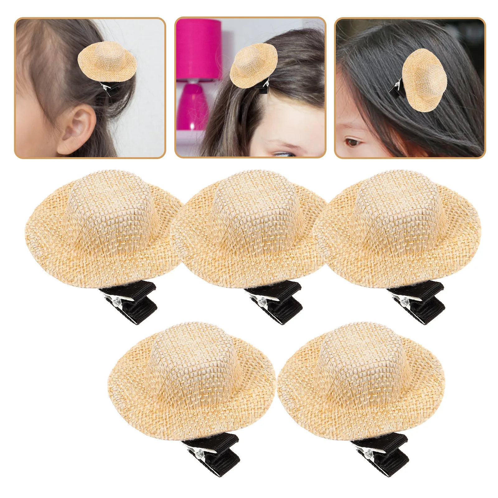 

Набор из 5 декоративных заколок для волос в виде шляпок, милые маленькие заколки для волос для Нового года, свадьбы, вечеринки, простой элегантный дизайн для прически