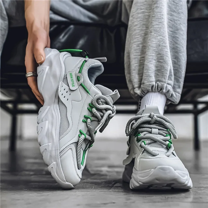 حذاء رجالي تنفس سميكة سوليد أحذية رياضية كاجوال في الهواء الطلق الجري أربعة مواسم جديد تنس الرجال باطن لينة الراحة الذكور أحذية رياضية #4