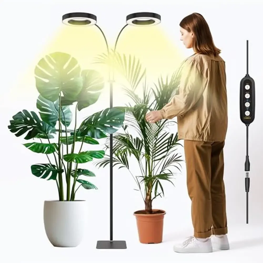 Soporte de luz LED para crecimiento de plantas de espectro completo de 40W, temporizador de altura ajustable, luz para plantas BlackADC de interior de 3/9/12 horas 360 °   Girevole