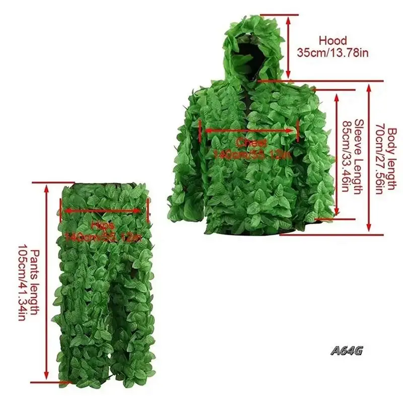 3D Bionic Hunting Ghillie Suits Leaf Camouflage Jungle  Hunting Clothes Bird Watching Clothing