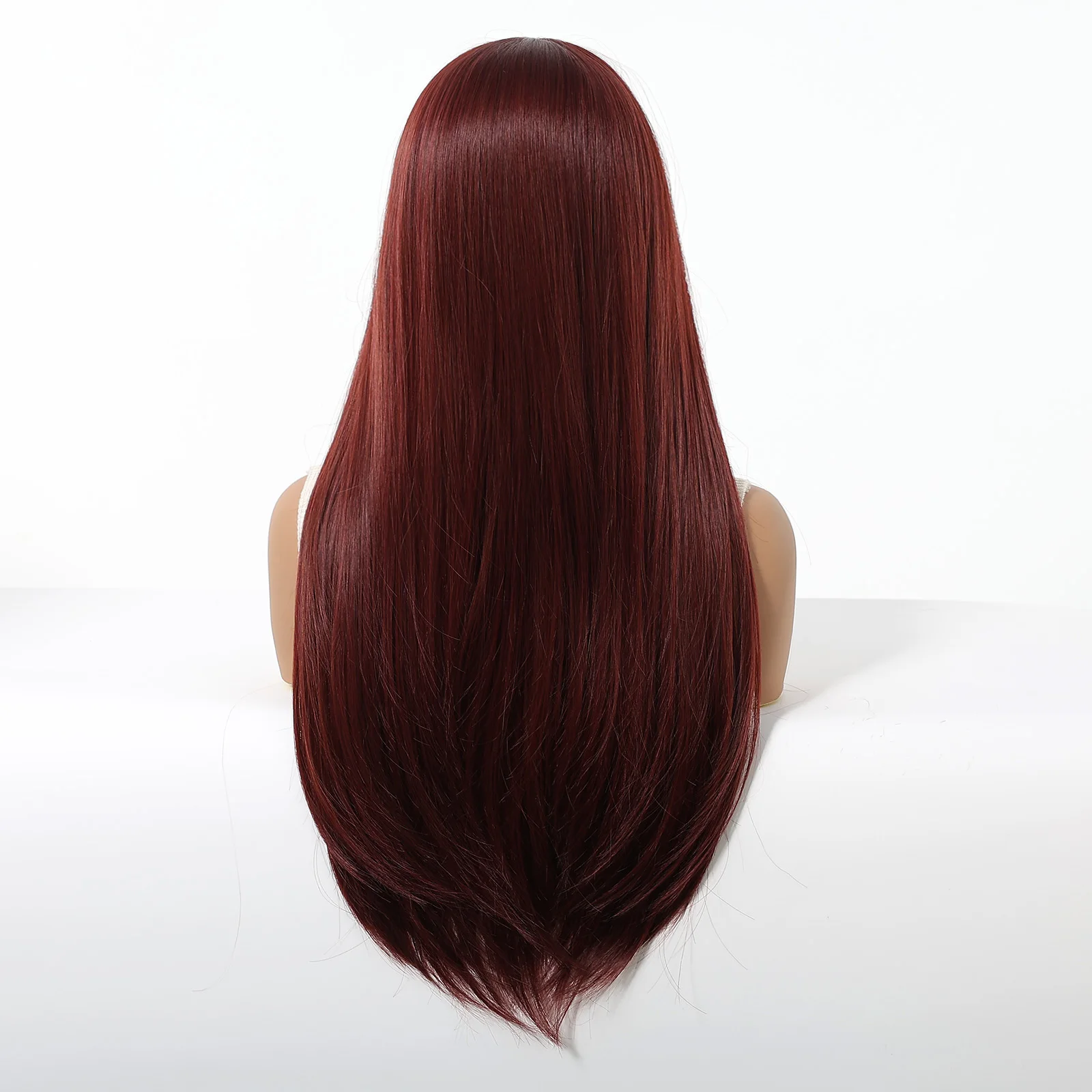 Halloween Burgundy Wine Red Long Straight Wig Synthetic Women's Wigs Middle Part Cosplay Daily Use Natural Hair Heat Resistant