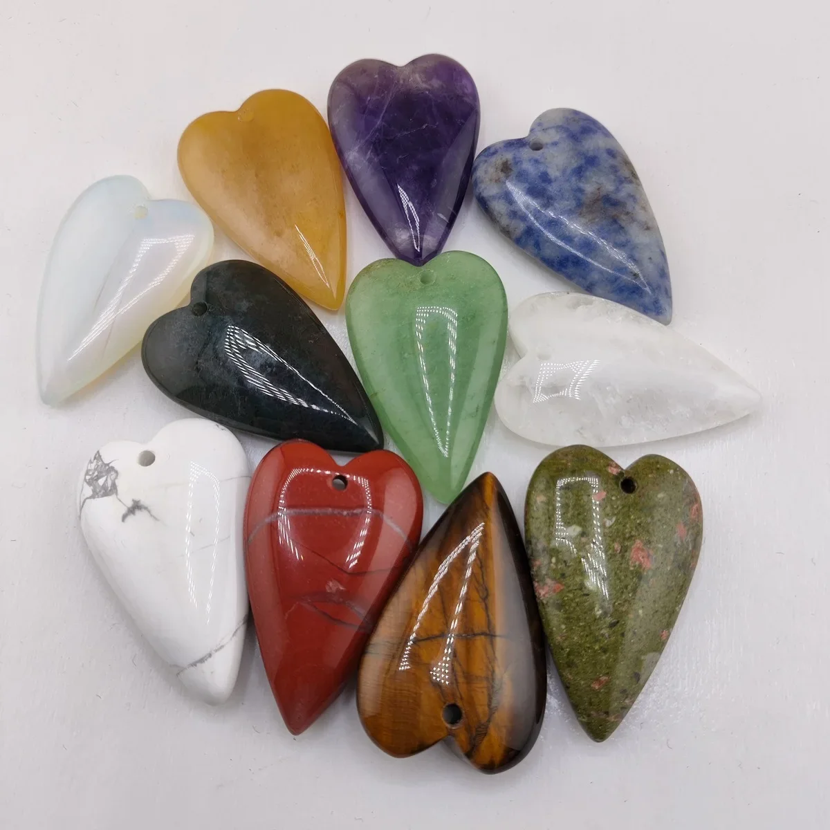 Clear Crystal Long Love Heart Gemstone Pendant for DIY Making Jewelry Necklace Healing Chakra Teardrop 25x40mm