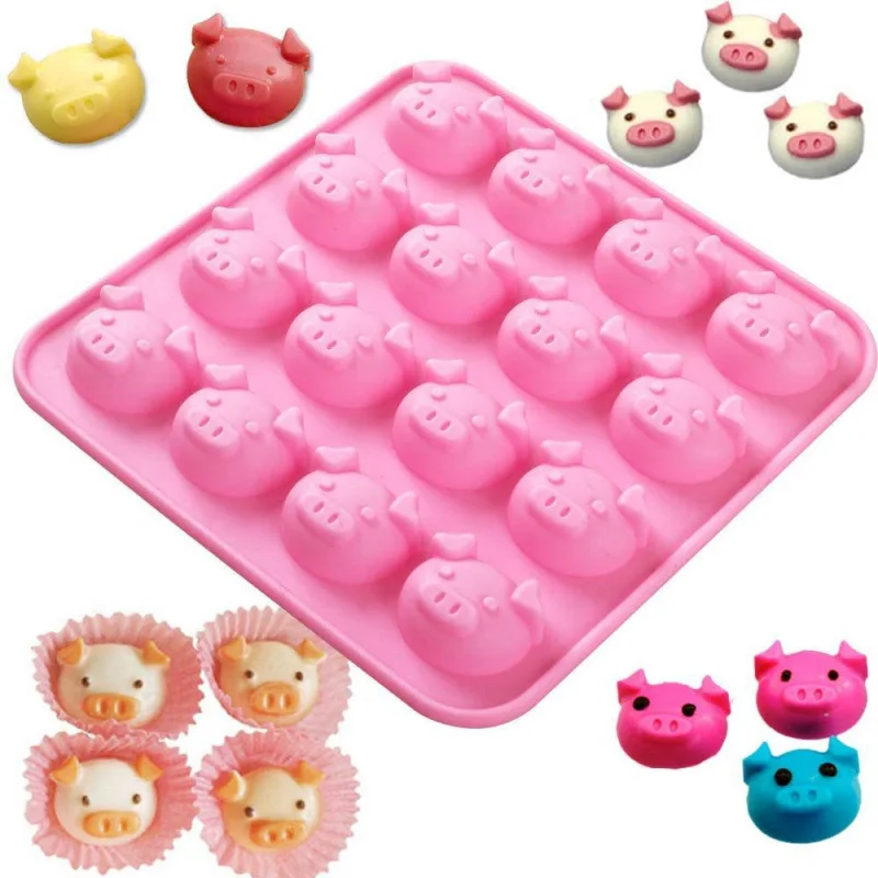 1pc 16 Grids Silicone Chocolate Mold, Pig Shaped Cake Mold, DIY Baking Tools, Kitchen Supplies
