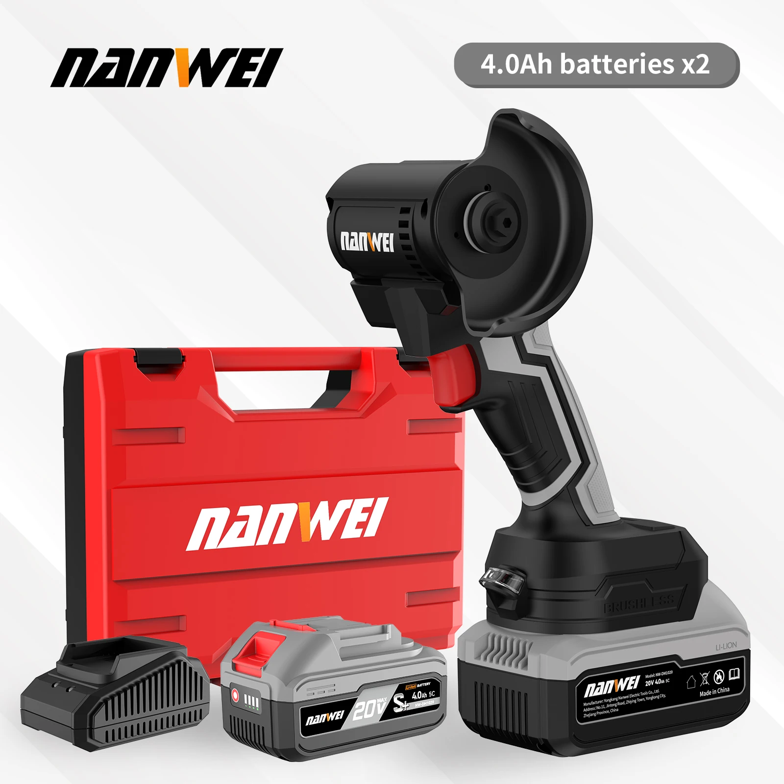 

Nanwei Бесщеточная 3-дюймовая угловая шлифовальная машина Беспроводная литиевая батарея Маленькая полировальная машина для домашнего использования Легкий электроинструмент