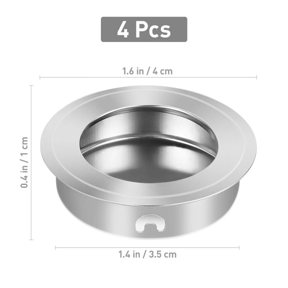 4 pezzi maniglia per mobili da incasso cassetto per armadietto rotondo Finger Pull maniglia per porta scorrevole incasso a filo tasca inserto per