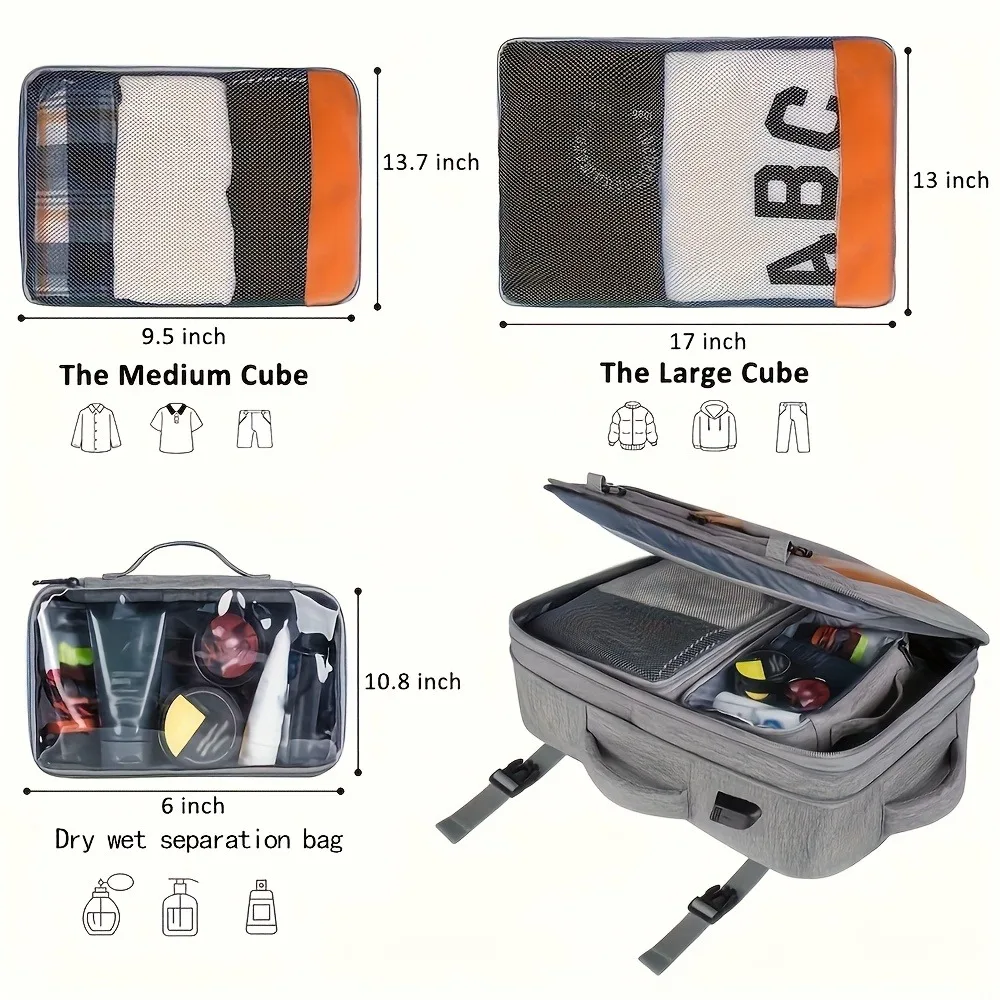大容量旅行拡張可能な大型スーツケースバックパック 4 パッキングキューブ防水荷物デイパックバックパック Mochila