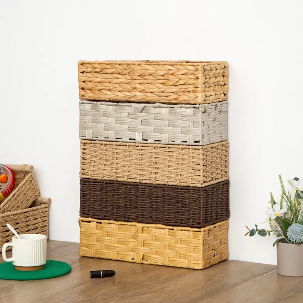 3-Section Storage Box Large Capacity Decorative Woven Storage Basket Multi-Purpose Space Saving Desktop Organizer Home Bedroom