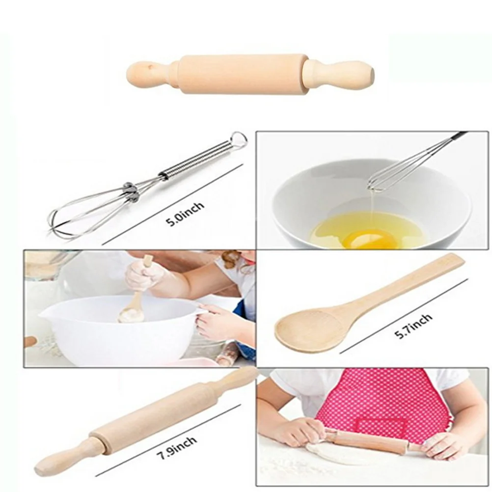 

7Pcs Pink Apron Rolling Pin Kitchen Baking Set Hanging Neck Apron Comfortable DIY Handmade Craft Tools