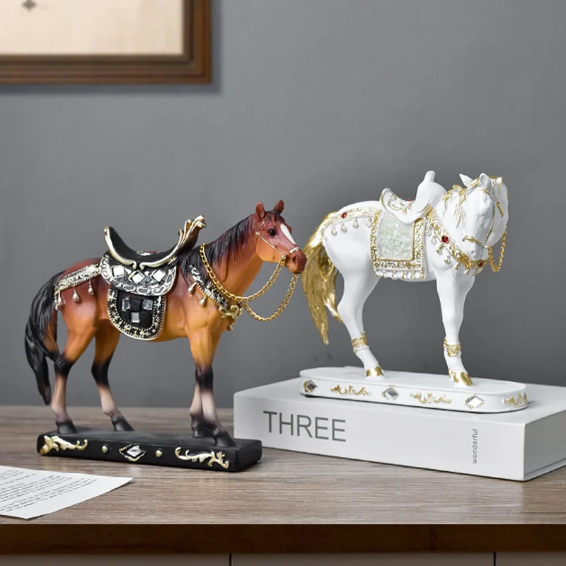 Elegant Resin Horse Statue with Base Artistic Horse Figurine Sculpture Home Shelf Display Decorative