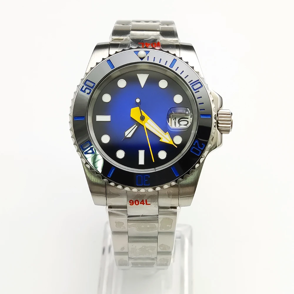 

40MM Gradient Blue Luxury Men's Watch NH35 Movement Brushed Strap Sapphire Automatic Mechanical Watch