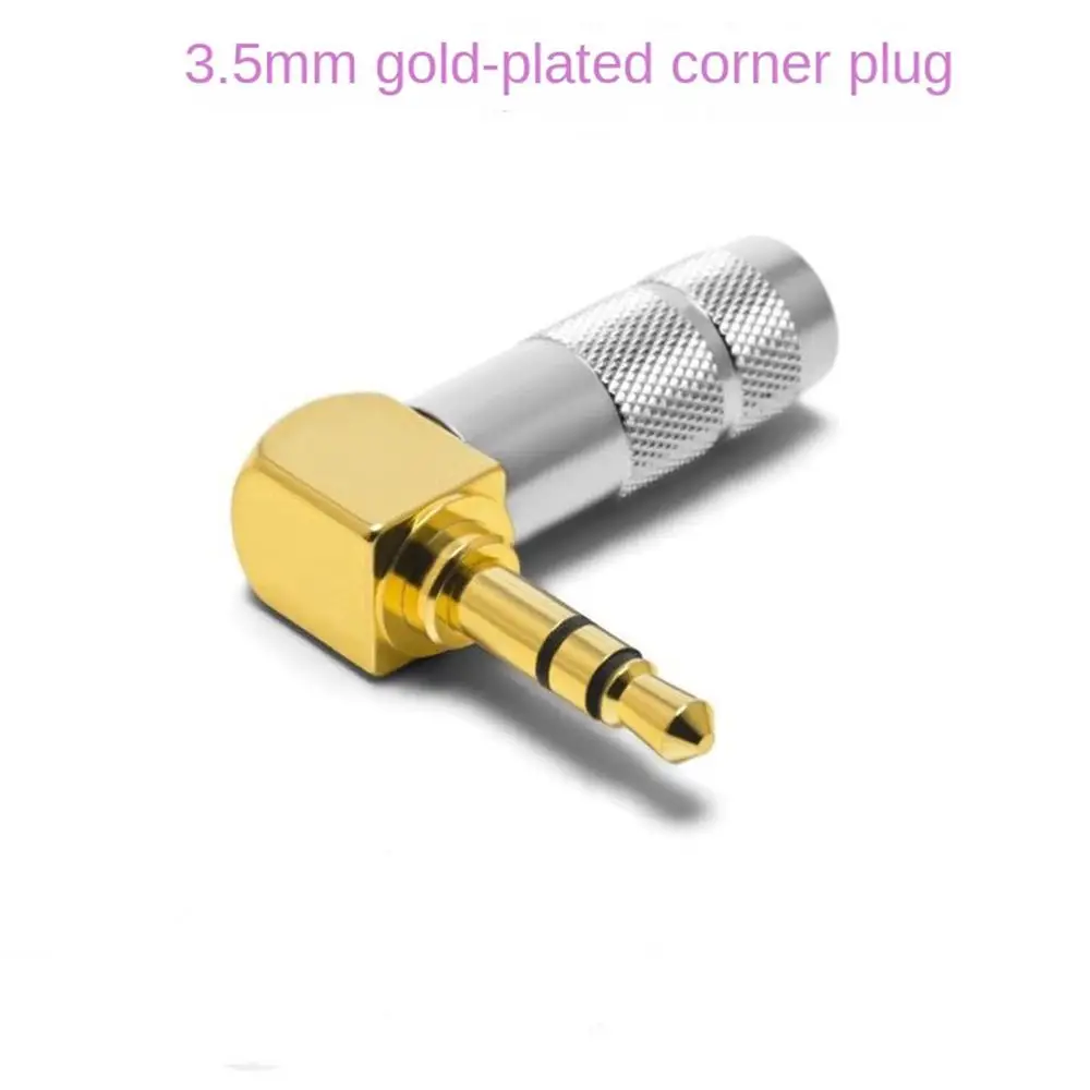 3.5mm Jack 3 tiang Audio Plug Earphone Splice Adapter HiFi Stereo Headphone Solder kawat konektor 90 derajat bengkok