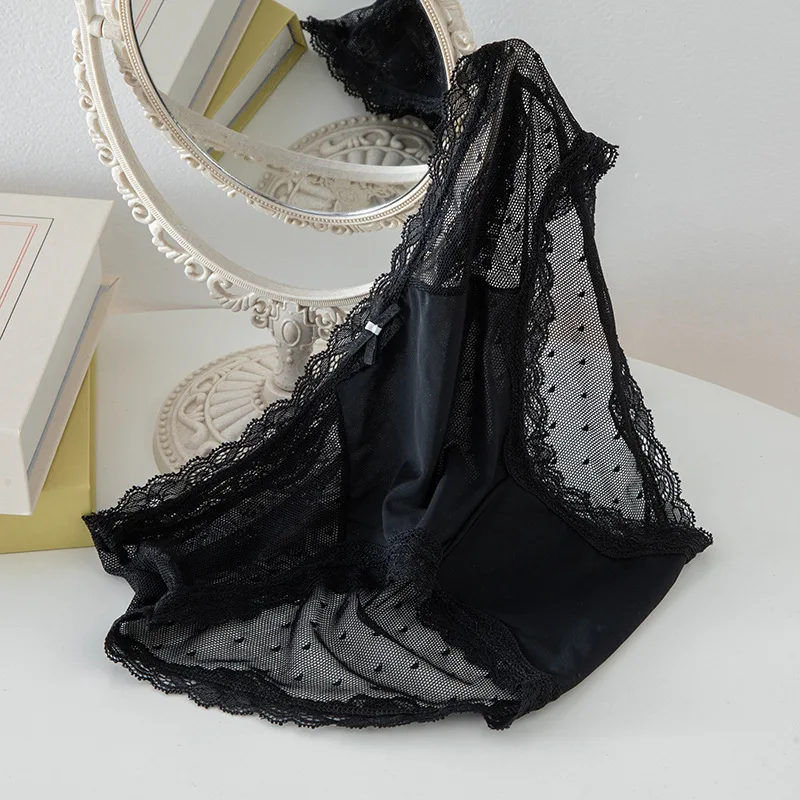 ملابس داخلية دانتيل فرنسية مثيرة لعام 2025 ملابس داخلية صيفية رفيعة للغاية تسمح بمرور الهواء ومريحة بدون أثر ملابس داخلية للفتيات منتصف الخصر للسيدات