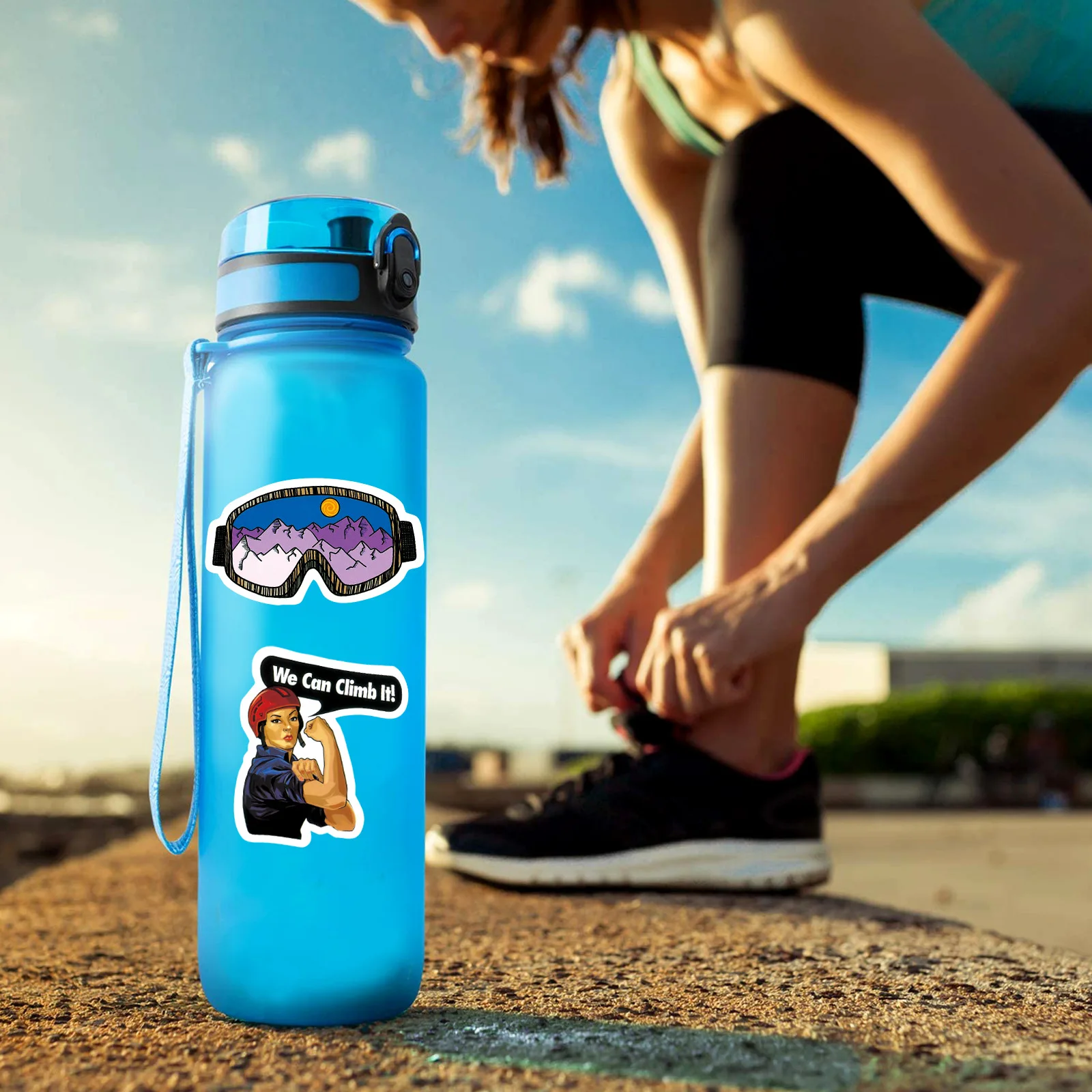 50 pezzi da campeggio all'aperto estate campeggio avventura testo graffiti decorare laptop chitarra tazza d'acqua iPad adesivo impermeabile giocattolo per bambini